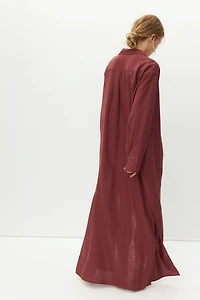 Linen-Blend Shirt Dress