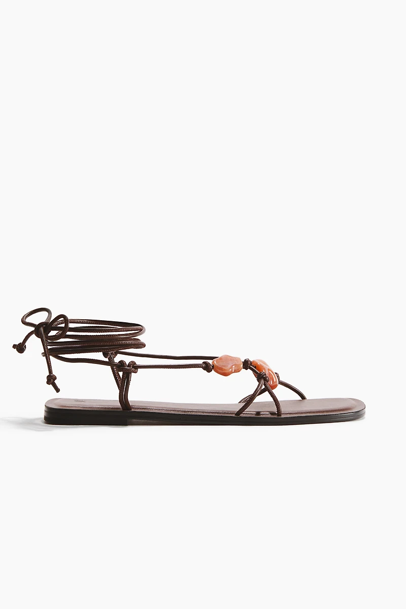 Bead-Detail Strappy Sandals