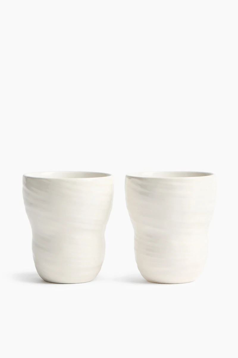 2-Pack Textured Stoneware Mugs