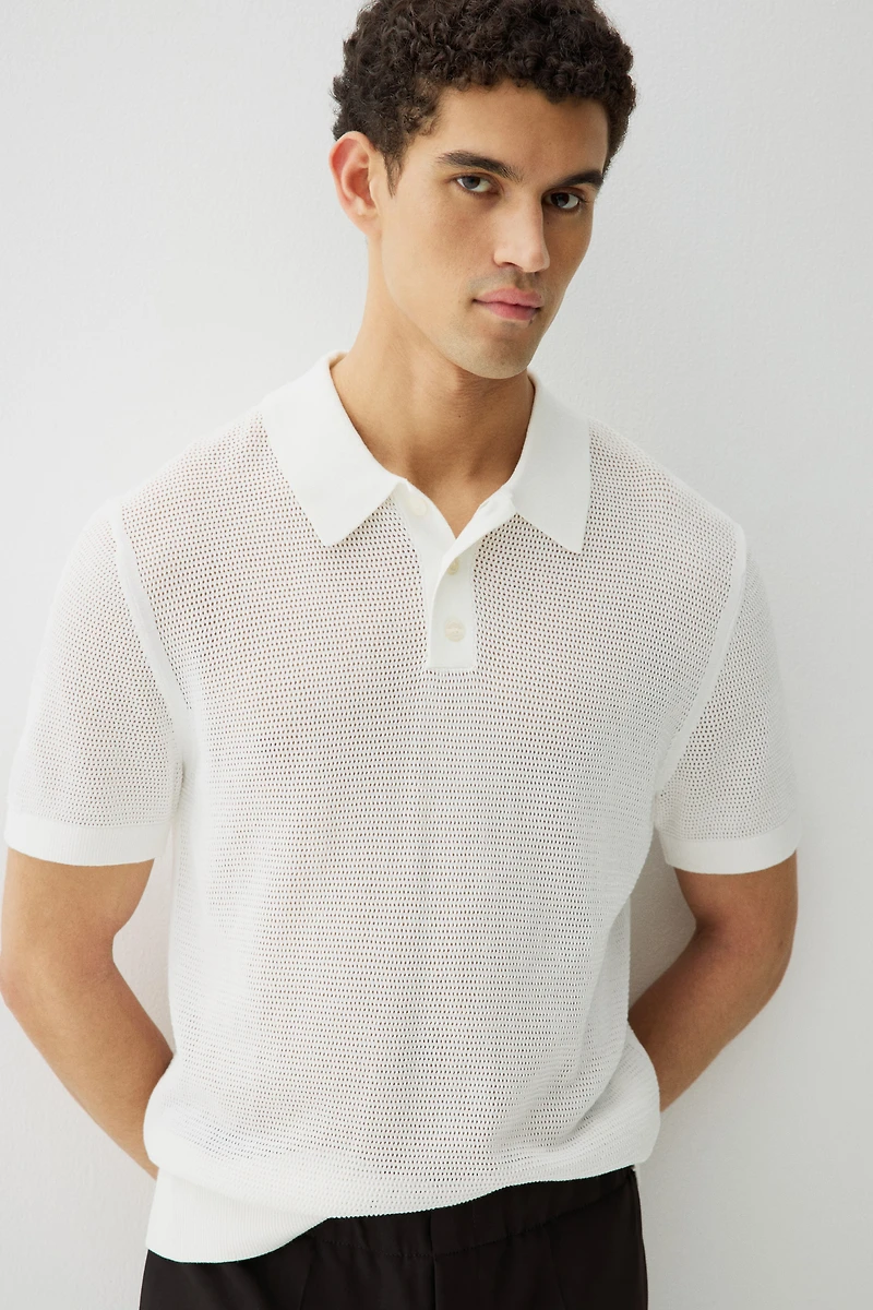 Polo classique en tricot ajouré
