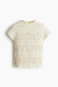 Smocked Pointelle-Knit Top