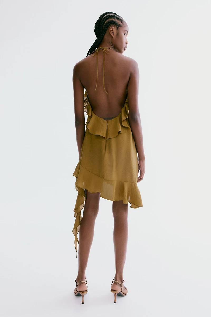 Flounced Halterneck Dress