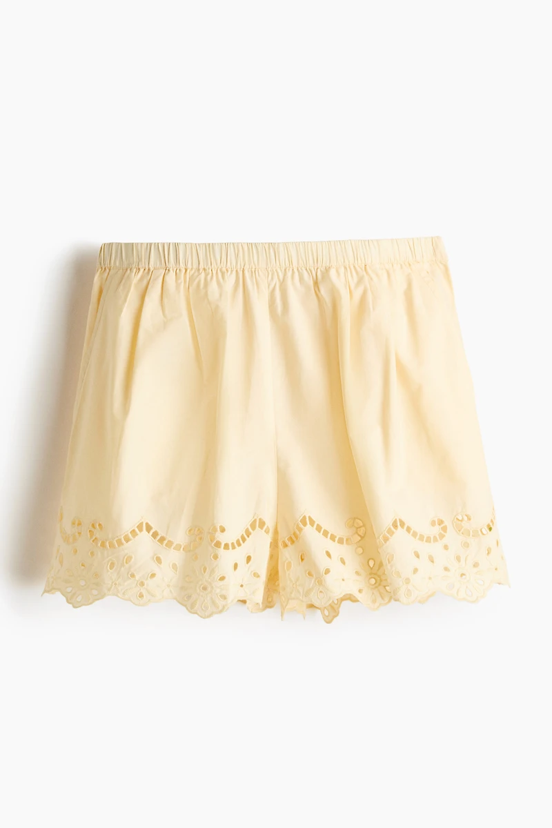 Cotton Shorts with Eyelet Embroidery