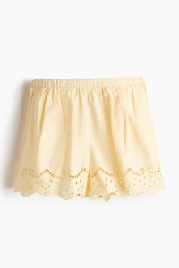 Cotton Shorts with Eyelet Embroidery