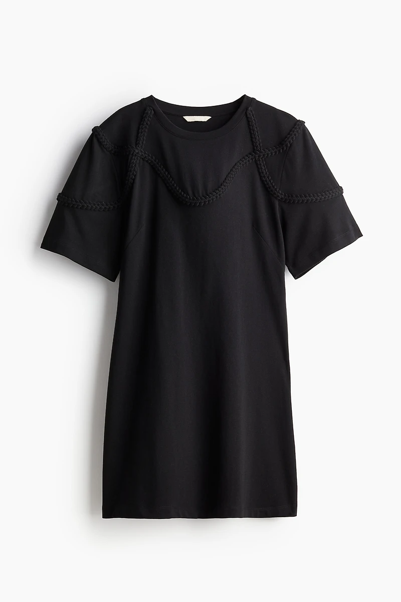 T-shirt Dress with Braided Trim