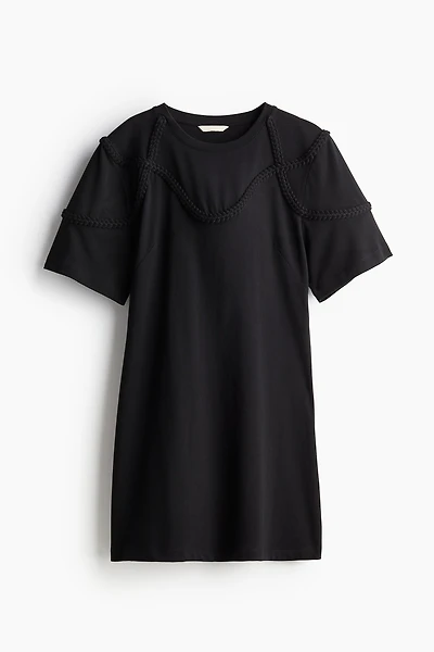 T-shirt Dress with Braided Trim