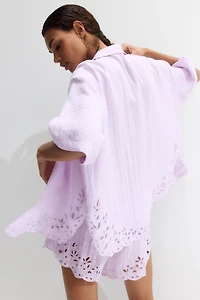 Beach Shirt with Eyelet Embroidery