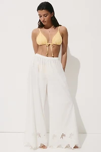 Wide-Leg Poplin Beach Pants