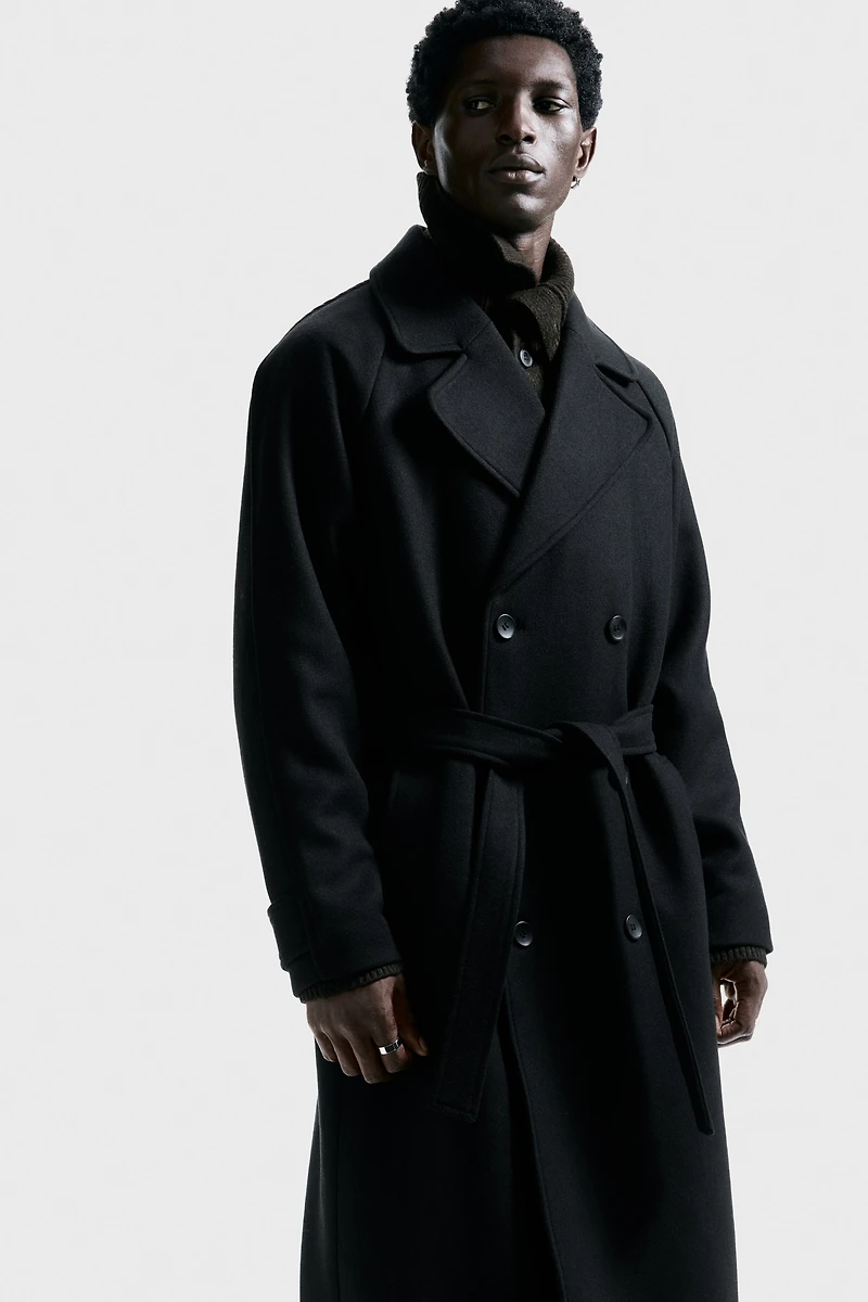 Tie-Belt Wool-Blend Coat