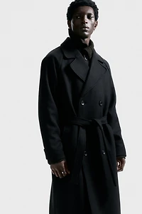 Tie-Belt Wool-Blend Coat
