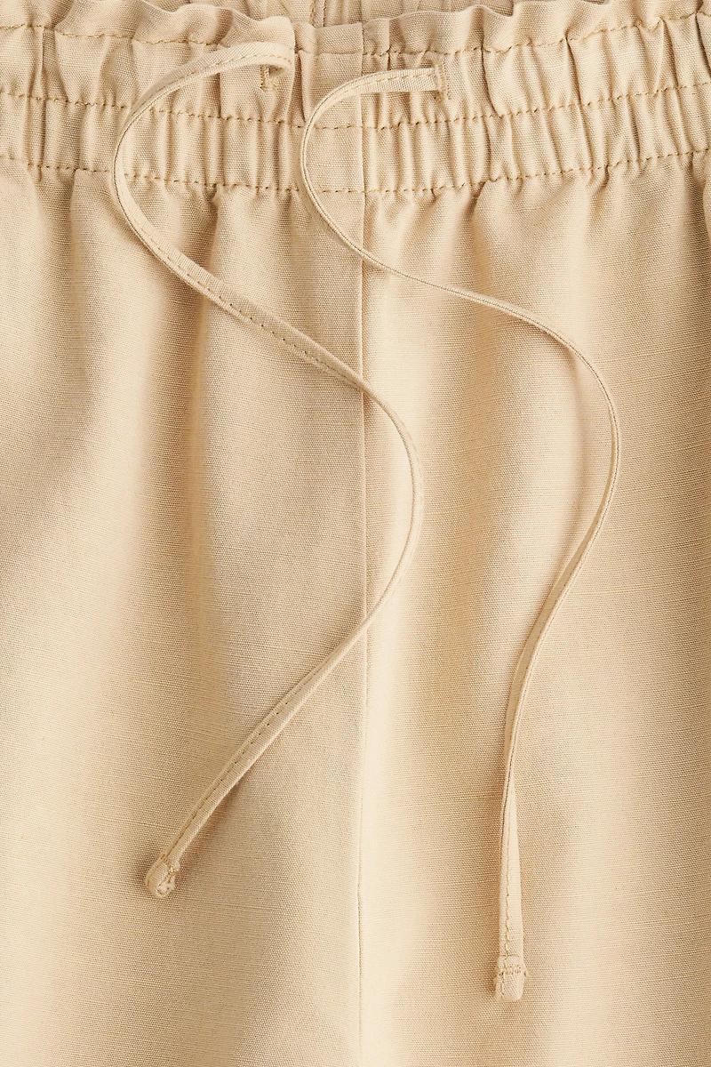 Linen-Blend Crop Pants