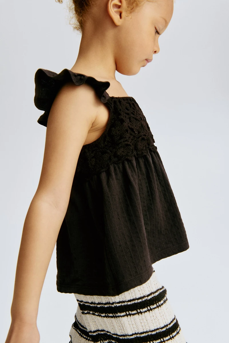 Ruffle-Trimmed Cotton Top