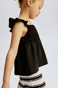 Ruffle-Trimmed Cotton Top
