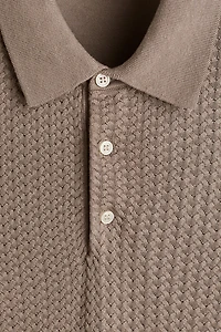 Slim-Fit Cable-Knit Polo Shirt