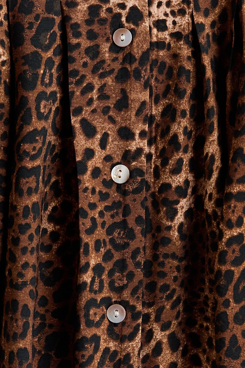 Button-Front Midi Dress