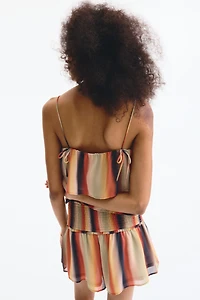 Smocked-Waist Mini Shorts