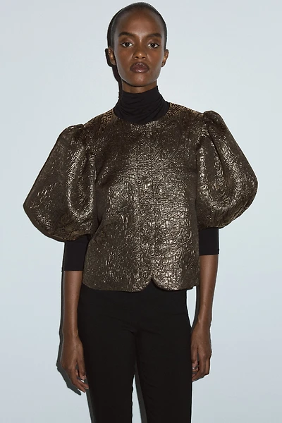 Balloon-Sleeved Blouse