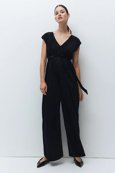 MAMA Sleeveless Tie-Belt Jumpsuit