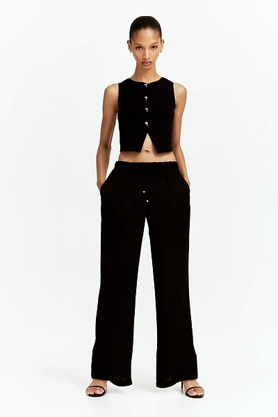 Wide-Leg Drawstring Pants