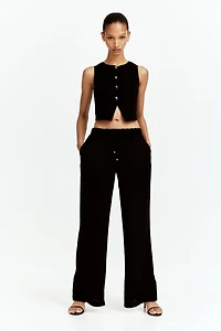 Wide-Leg Drawstring Pants