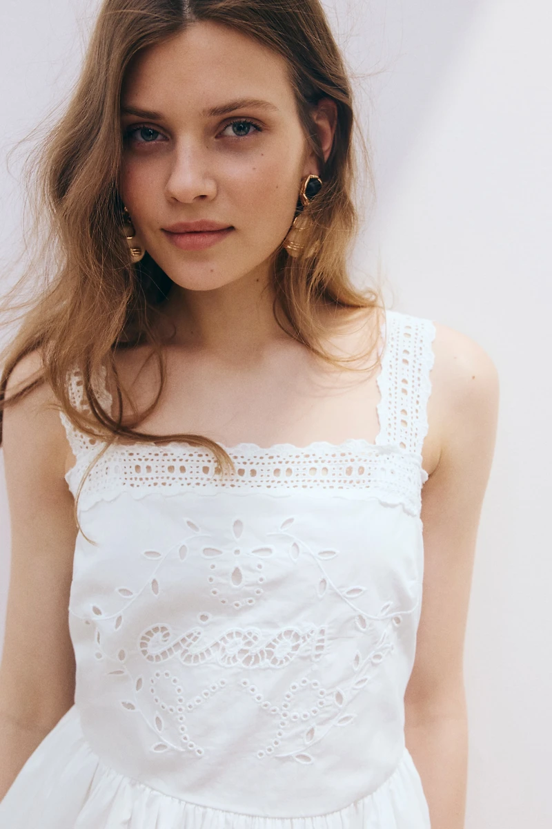 Cotton Dress with Eyelet Embroidery