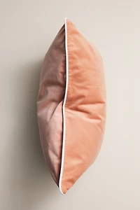 Piping-Detail Velvet Cushion Cover