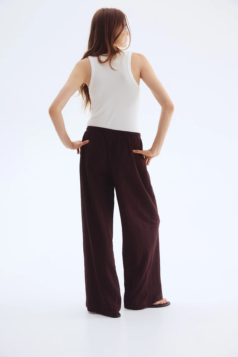 Wide-cut Pull-on Pants