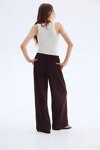 Wide-cut Pull-on Pants