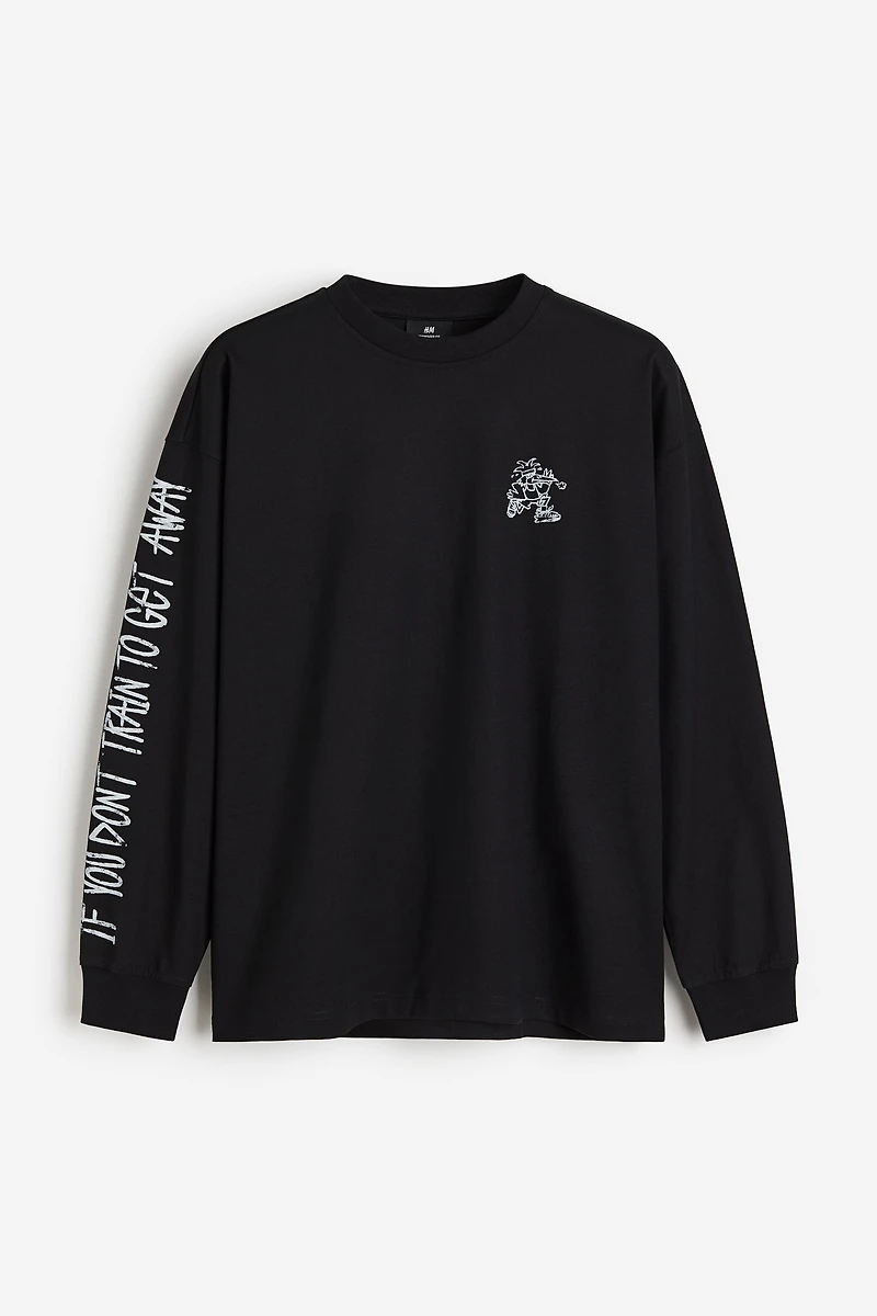 Oversized Fit Printed Jersey Shirt
