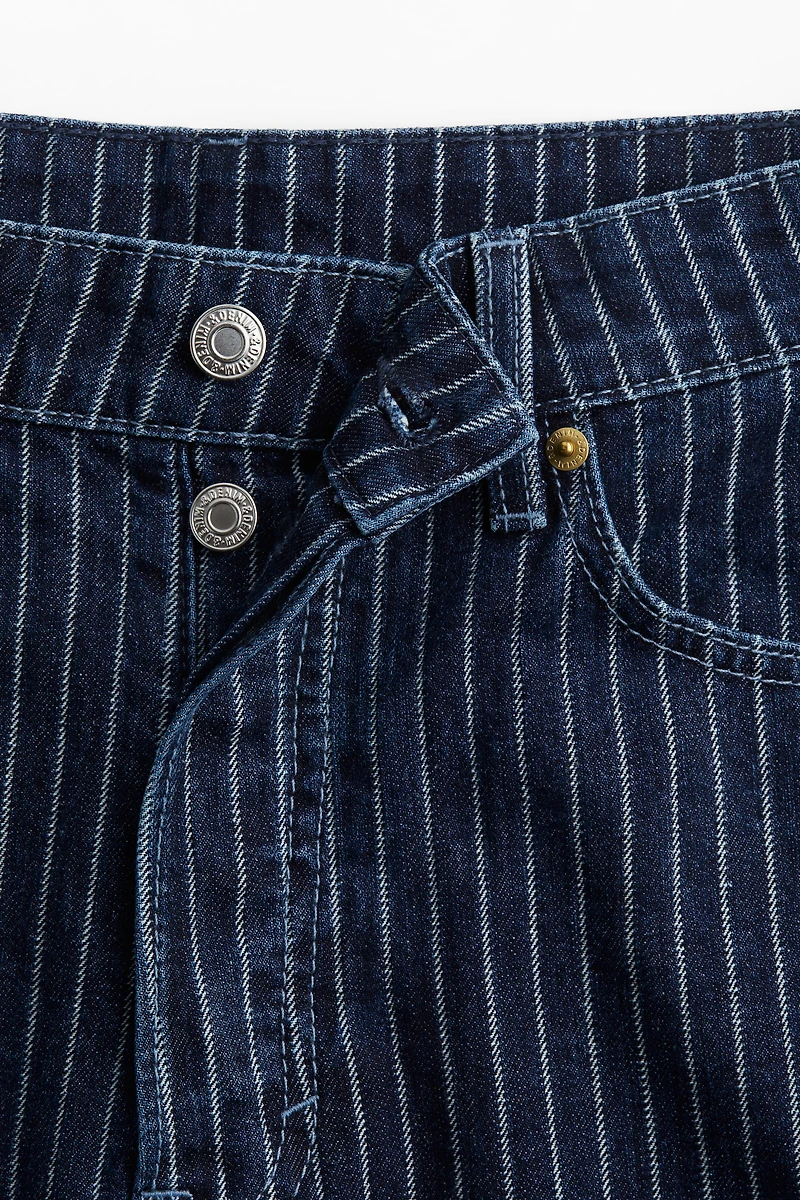 High-Waist Knee-Length Denim Shorts
