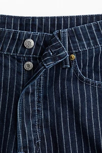 High-Waist Knee-Length Denim Shorts
