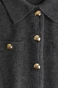 Cardigan with Collar and Front Pockets