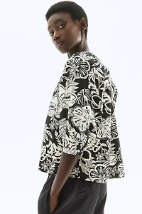 Balloon-sleeved poplin blouse