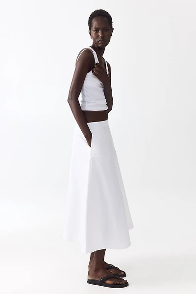 Cotton Twill Midi Skirt