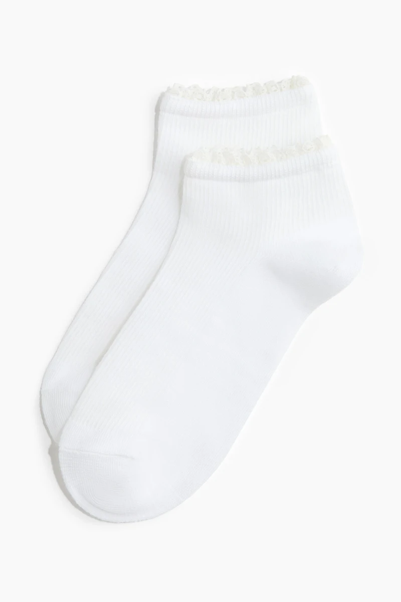2-Pack Lace-Trimmed Ankle Socks