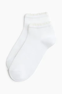 2-Pack Lace-Trimmed Ankle Socks