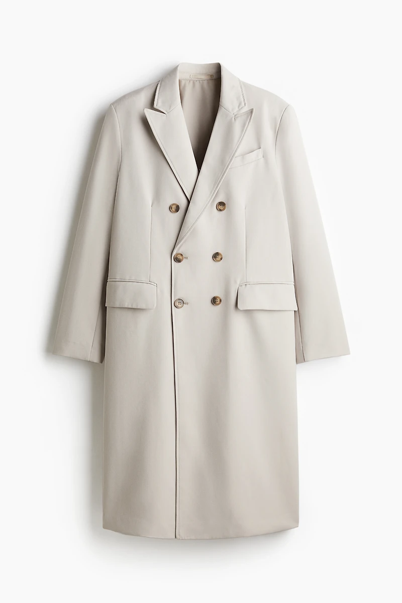 Manteau croisé coupe décontractée en sergé