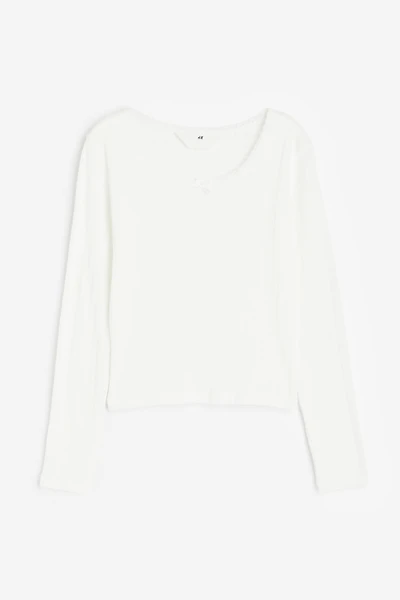 Lace-trimmed Pointelle Jersey Top