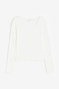 Lace-trimmed Pointelle Jersey Top