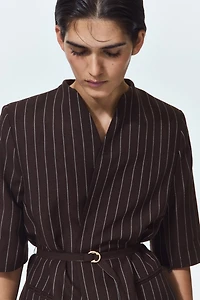 Short-Sleeved Linen-Blend Jacket