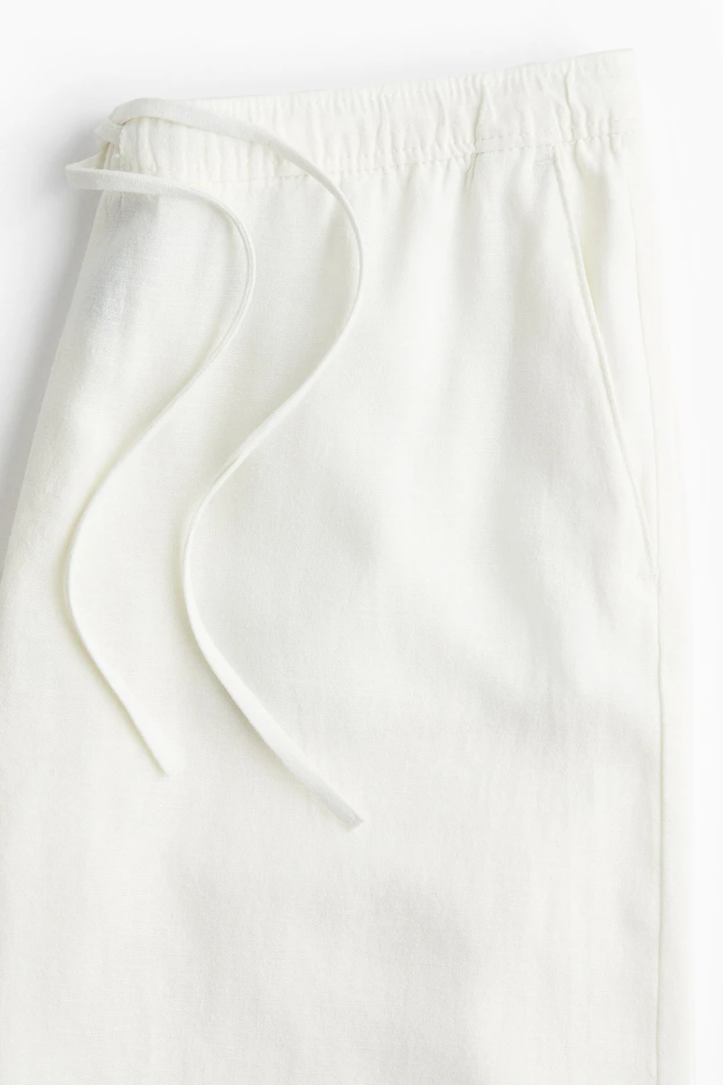 Linen-Blend Drawstring Pants