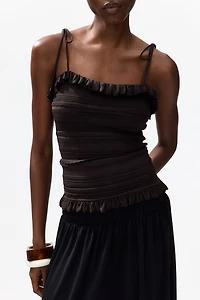 Pointelle-Knit Tie-Strap Top