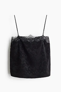 Lace-Trimmed Jacquard-Weave Top