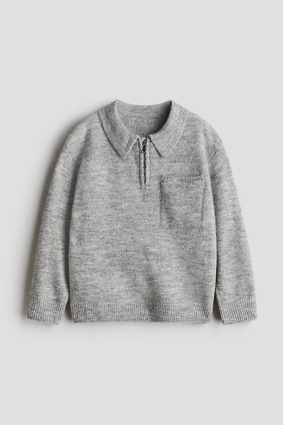 Chandail façon polo avec col à fermeture éclair