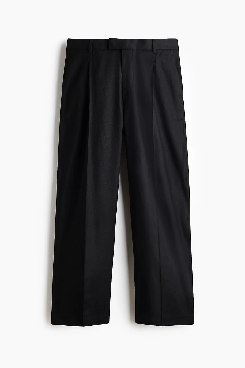 Relaxed-Fit Tailored Linen-Blend Pants