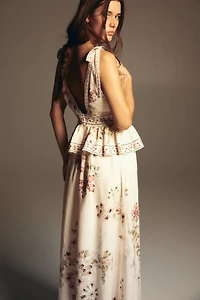 Linen-Blend Dress with Tie Shoulder Straps