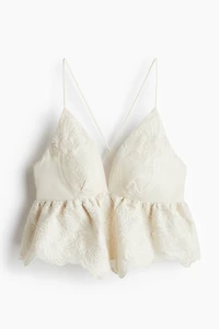 Embroidered Peplum Top