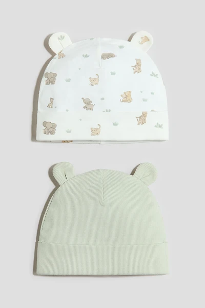 2-pack Ribbed Beanies with Ears
