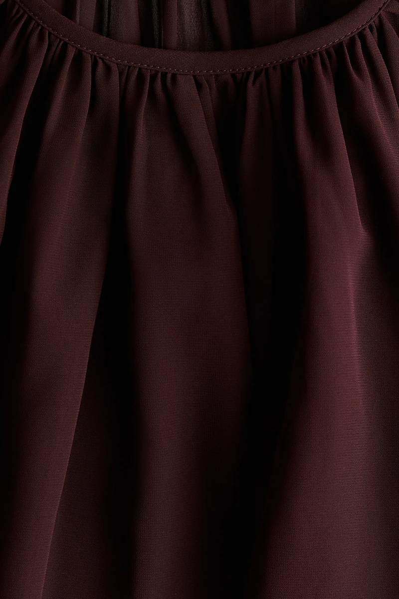 Sheer Flounce-Trimmed Blouse