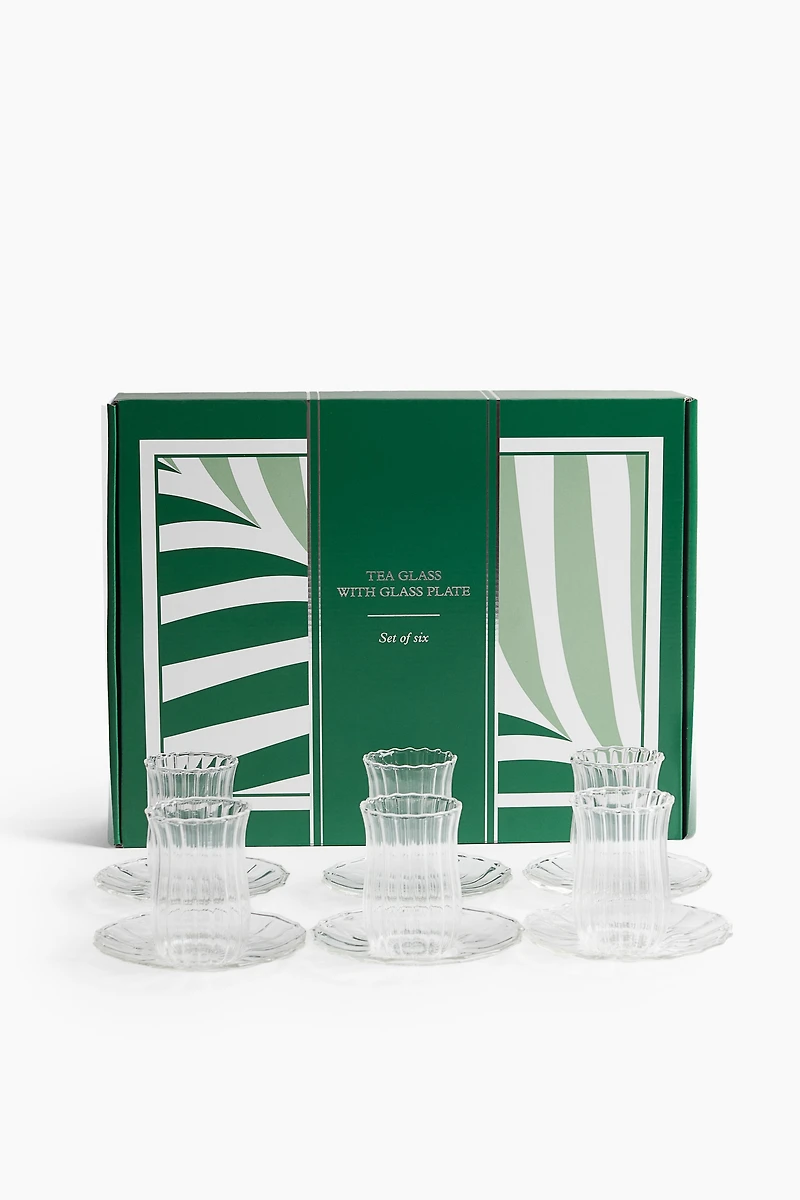 6-pack tea glasses with saucers